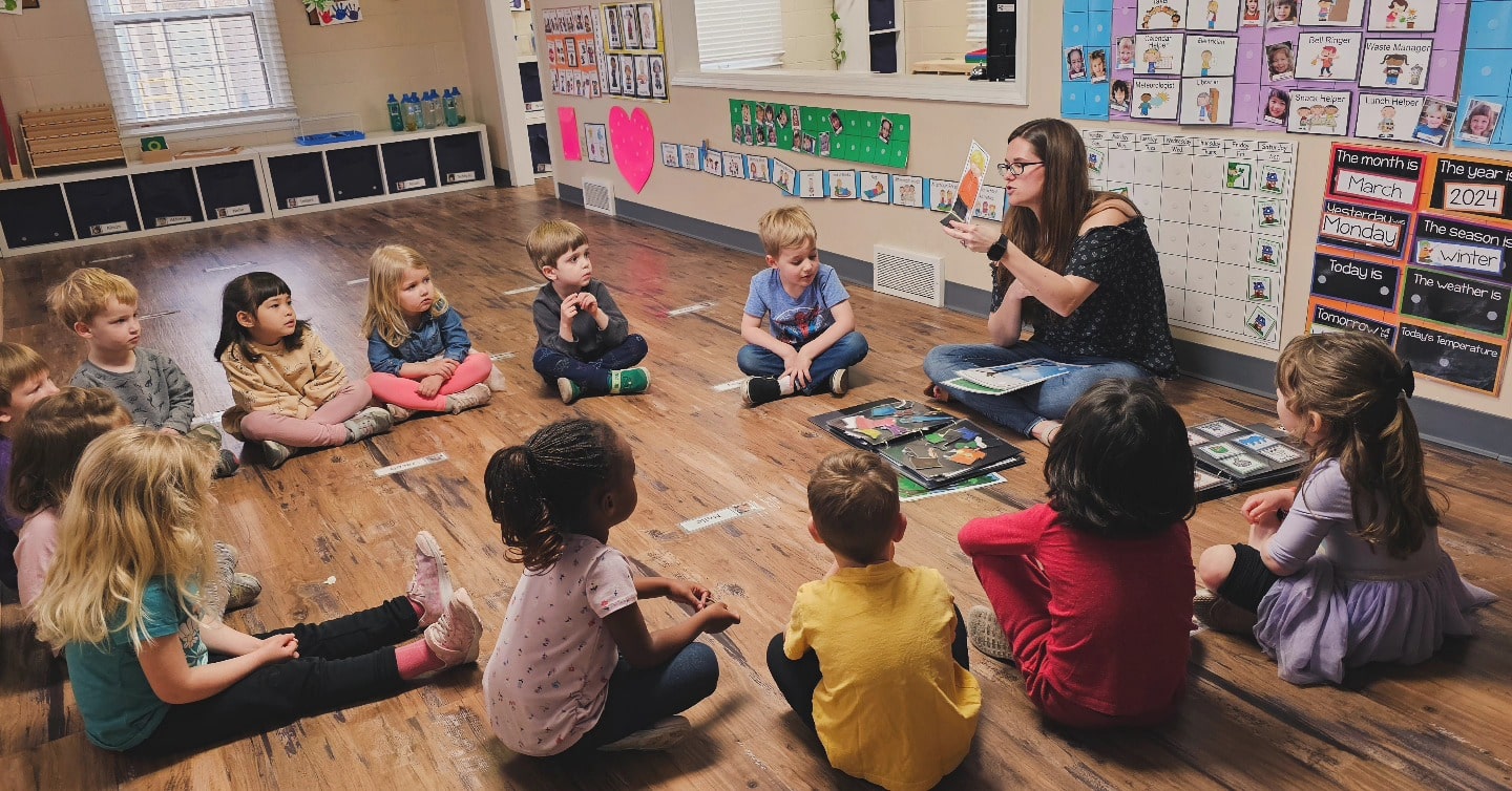 teacher leading a formal elementary readiness class